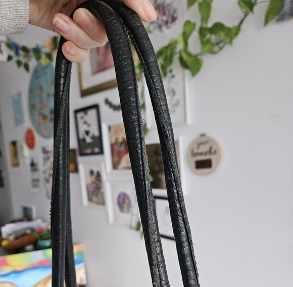 Vintage Black Leather Tote Bag by Pattie Jarrell - Picture 7 of 7